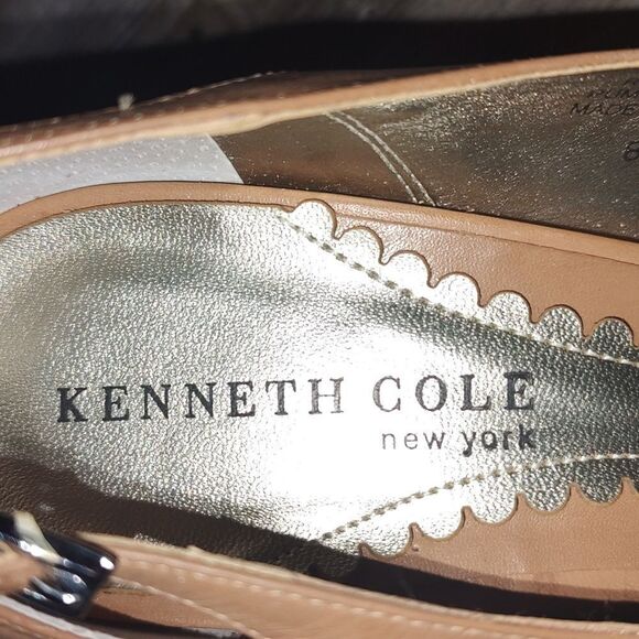 Kenneth Cole New York Pump My Ride tan heeled pointed toe shoes Sz 8.5 EUC - Picture 6 of 6